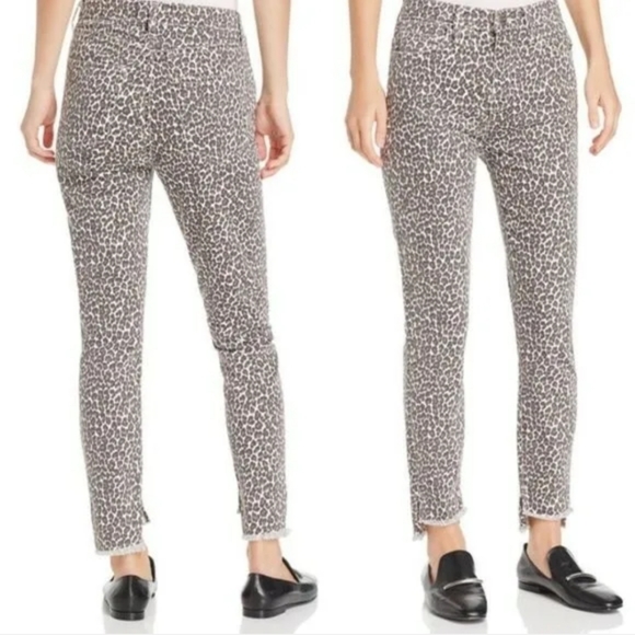 Current Elliott The Super Highwaist Stiletto Snow Leopard Slit Step Hem. - Picture 4 of 16